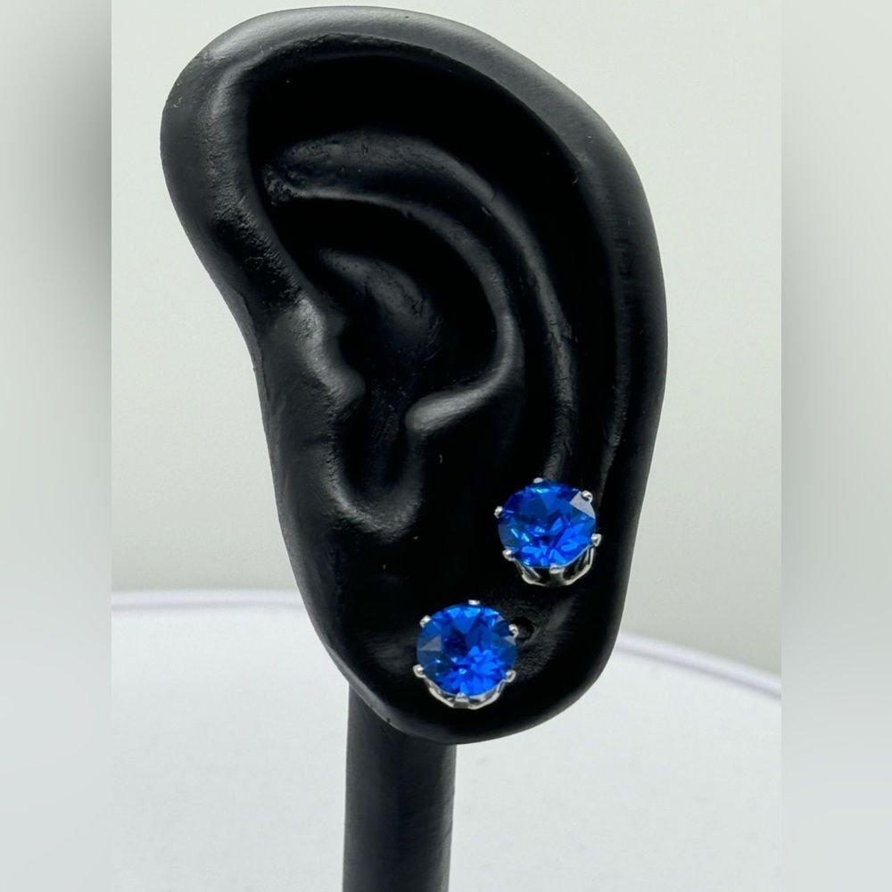 London Blue 8mm Crystal Stud Earrings Made with Swarovski Crystals